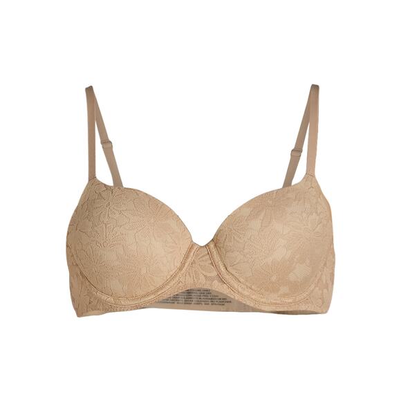 No Boundaries Womens All-Over Lace Push-Up Bra Toasted Almond/Buff Nude Size 34B - Picture 3 of 9